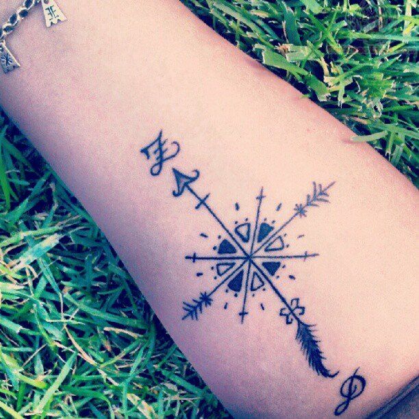 Фото и значение татуировки Стрела. Стрелы. Arrow-compass-tattoo_zpsb44bf2f3