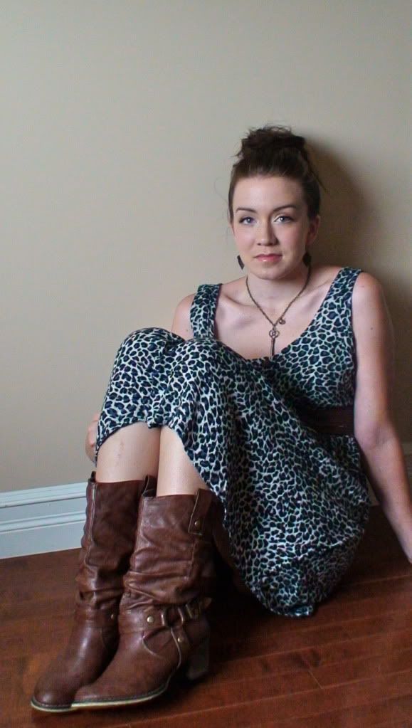 la posh style boots,forever 21 bracelets,terri chaffey necklace and earrings,thrifted dress swapped with maegan