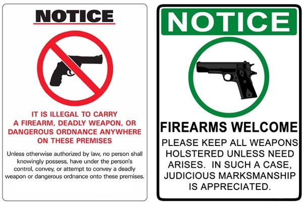 Gun Free Zone signs