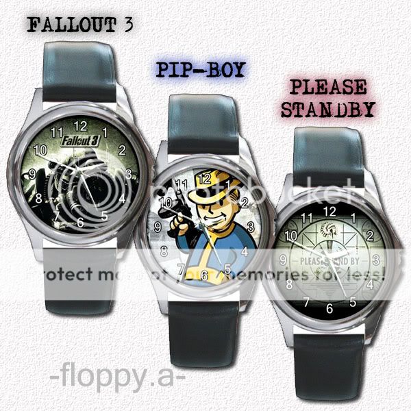 New* FALLOUT 3 Round Metal Watch Leatherband  