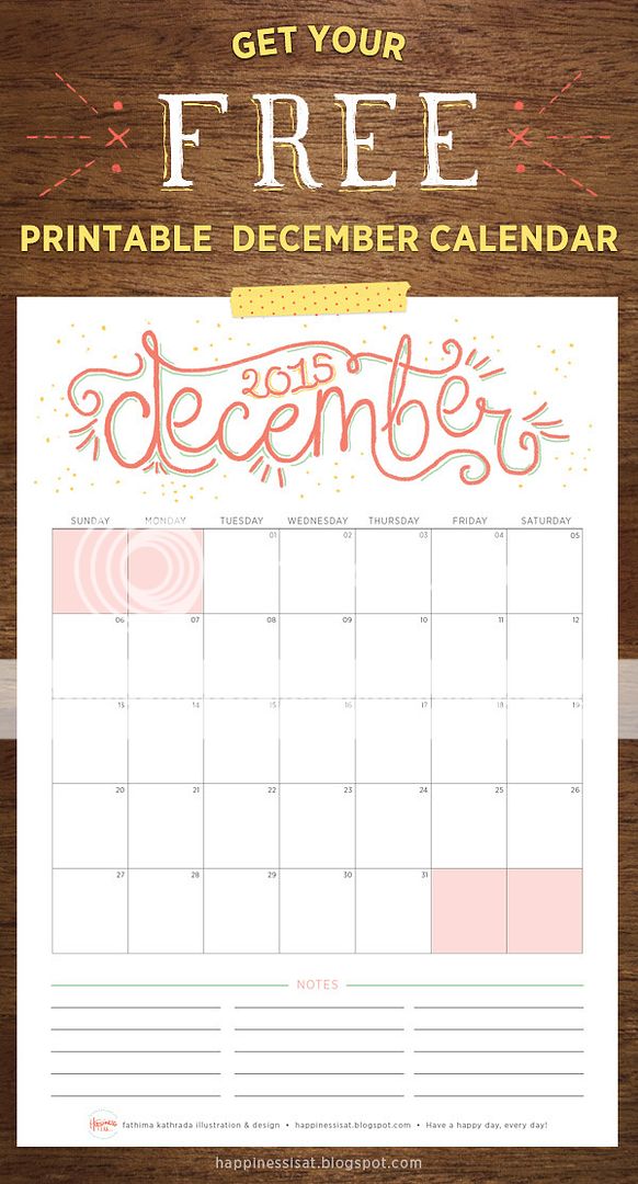 Happiness is... December 2015 Free Printable Calendar