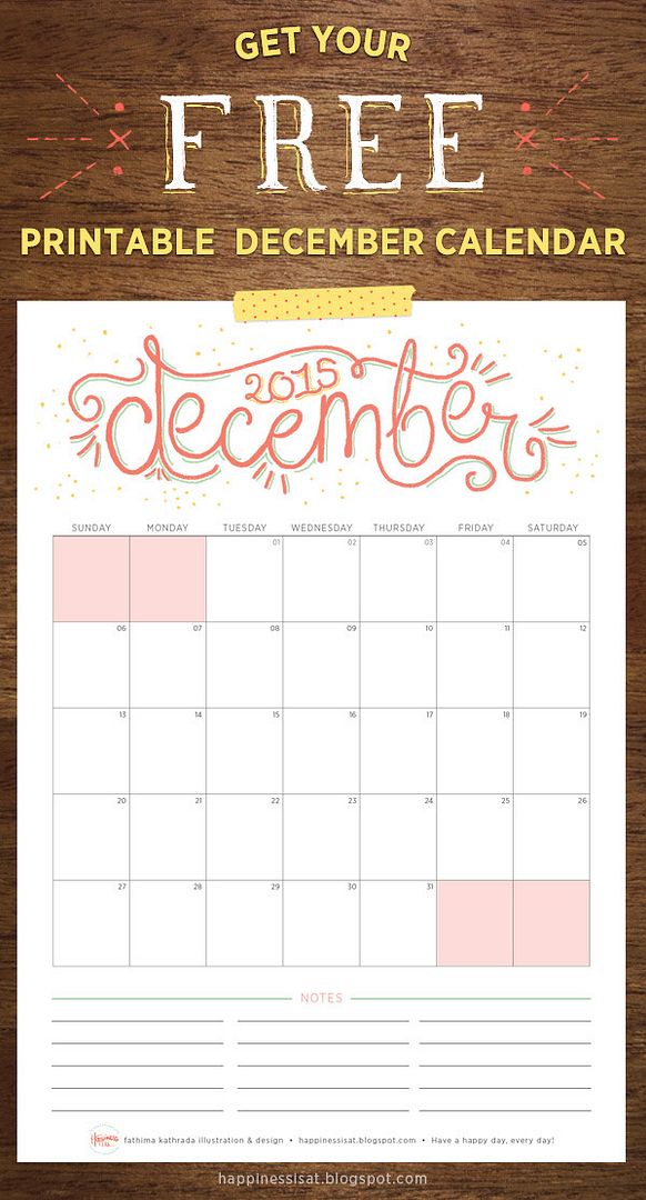 Happiness is... December 2015 Free Printable Calendar