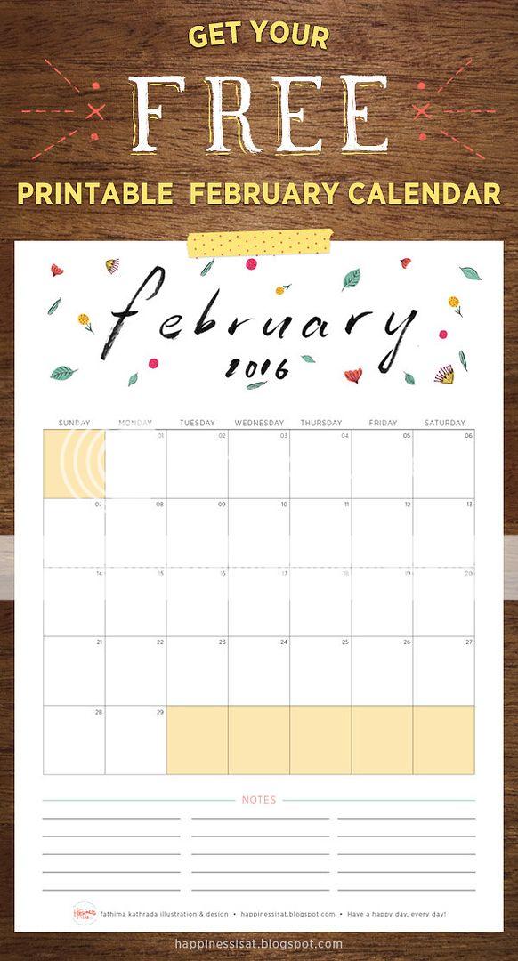 Happiness is... February 2016 Free Printable Calendar