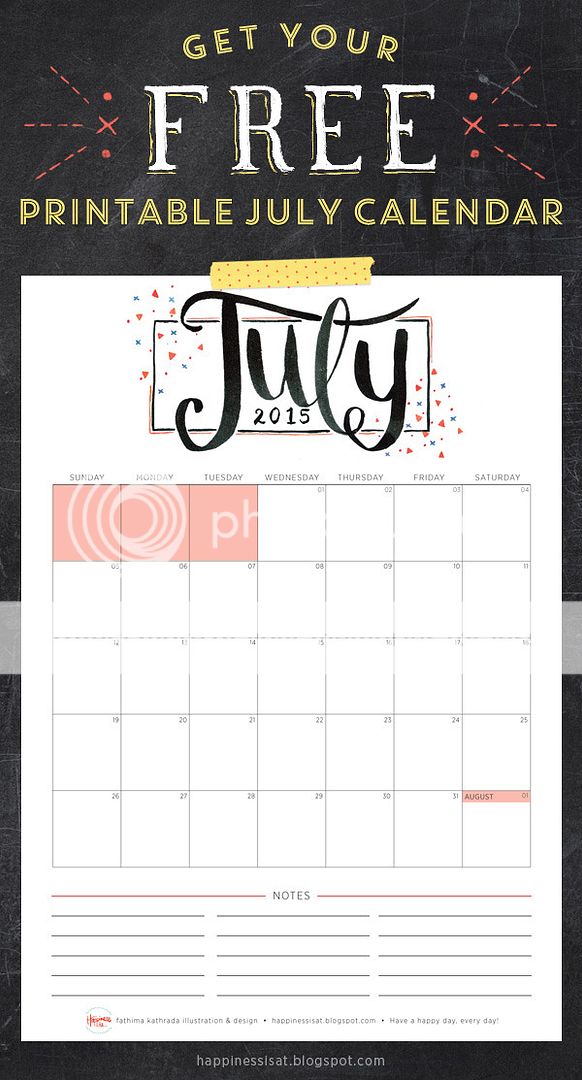 Happiness is... July 2015 Free Printable Calendar and Planner