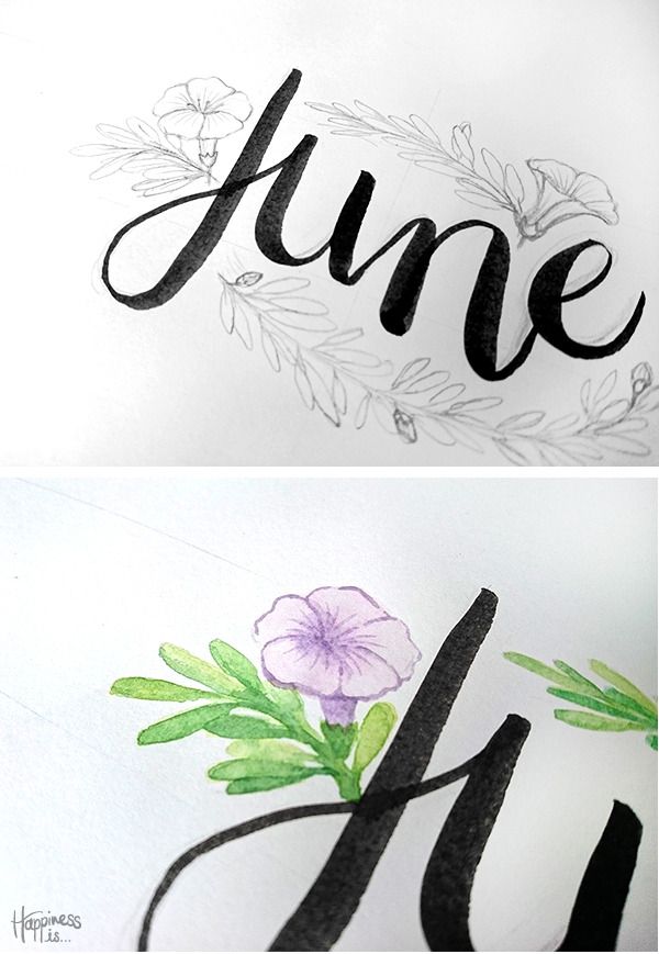 the Happiness is... 2016 Hand Lettered Calendar with botanical illustrations