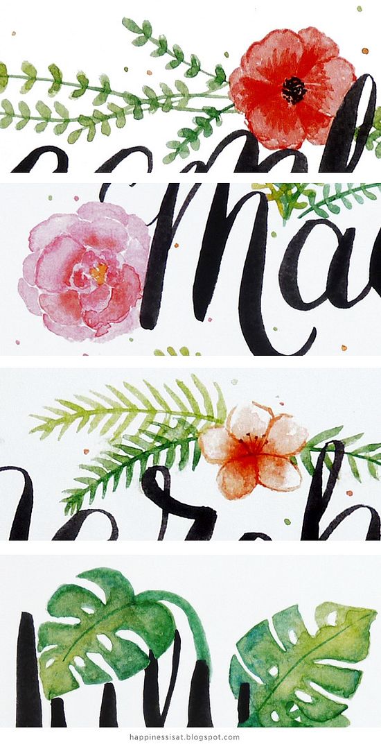 the Happiness is... 2016 Hand Lettered Calendar with botanical illustrations