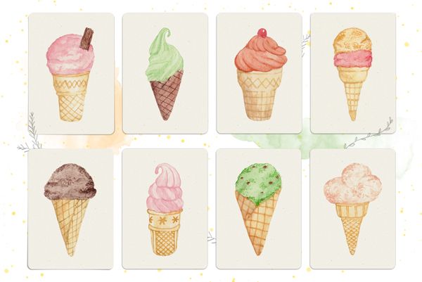 Happiness is... watercolour illustrated ice cream stationery notecard sets Happiness is... watercolour illustrated ice cream stationery notecard sets