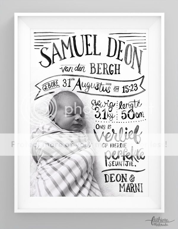 A Hand Lettered Birth Announcement by fathima kathrada