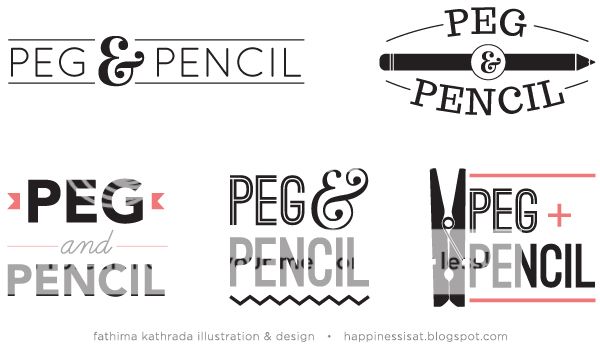 Logo options - Peg & Pencil branding by fathima kathrada illustration & design, durban