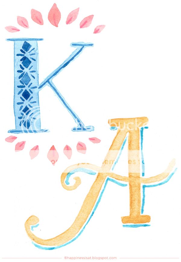 watercolour hand lettering - monograms by fathima kathrada at Happiness is...