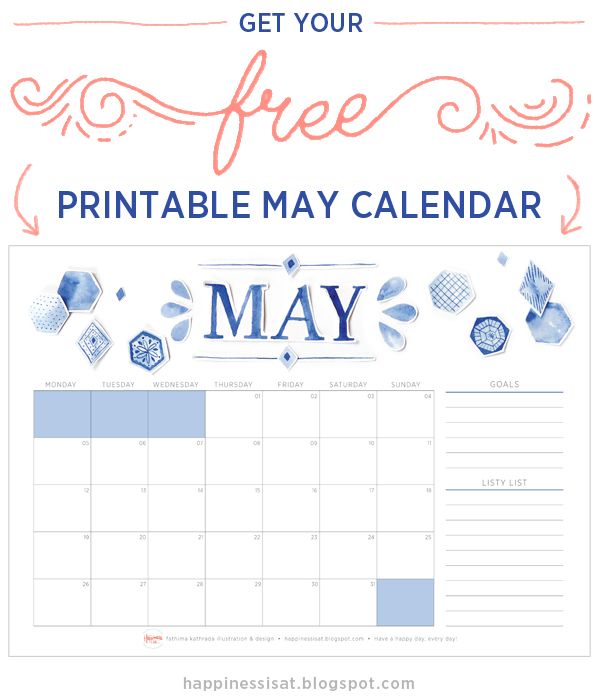 Happiness is... watercolour illustration for the May 2014 free printable calendar planner Happiness is... watercolour illustration for the May 2014 free printable calendar planner