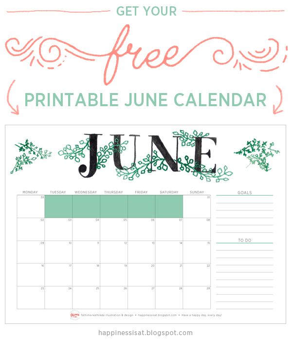 Happiness is... June Free Printable Calendar 2014 Happiness is... June Free Printable Calendar 2014