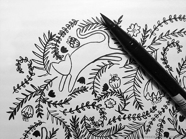Happiness is... Free Desktop Wallpaper, illustrated cats and florals pattern, for HelloPretty and WDC2014 Happiness is... Free Desktop Wallpaper, illustrated cats and florals pattern, for HelloPretty and WDC2014