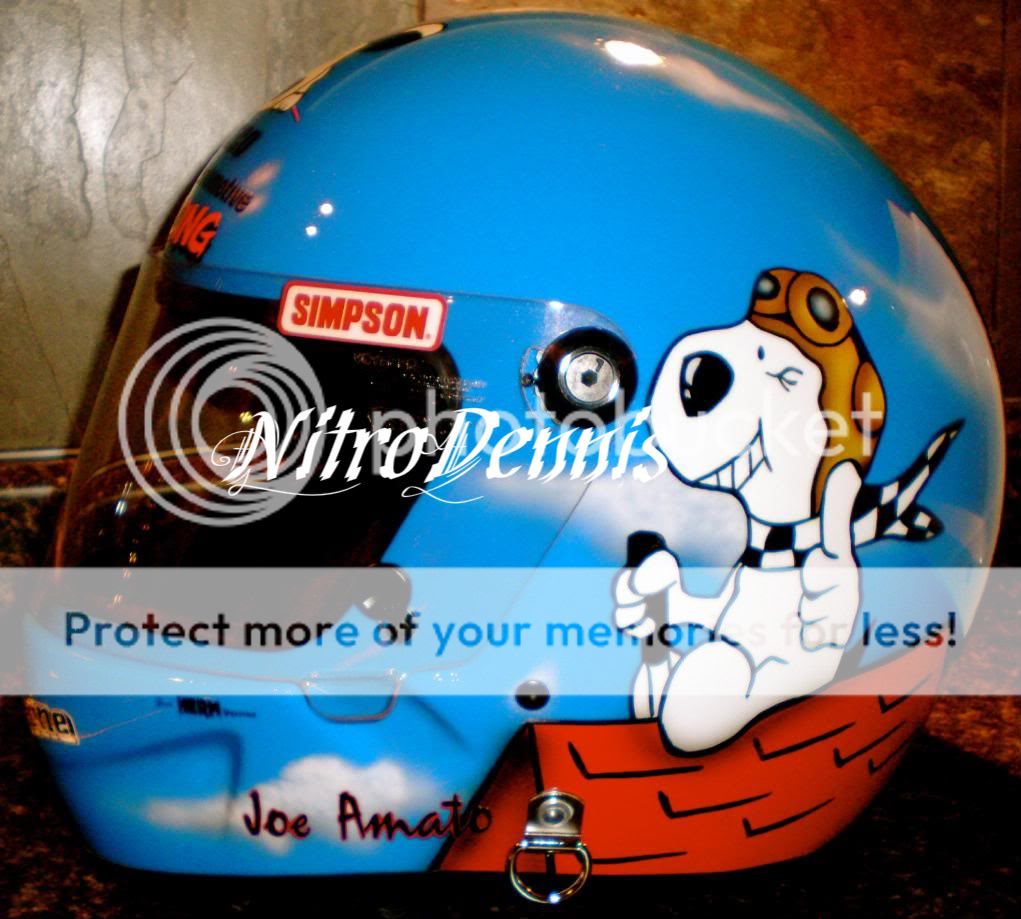 NHRA JOE AMATO Helmet SNOOPY Red Baron Top Fuel RARE  